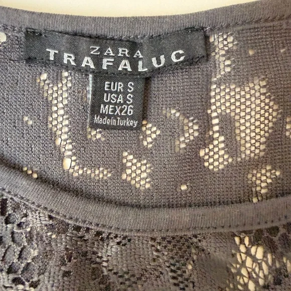 ZARA Trafaluc Charcoal Lace Skull Top | Edgy Gothic Feminine Blouse - Picture 2 of 6